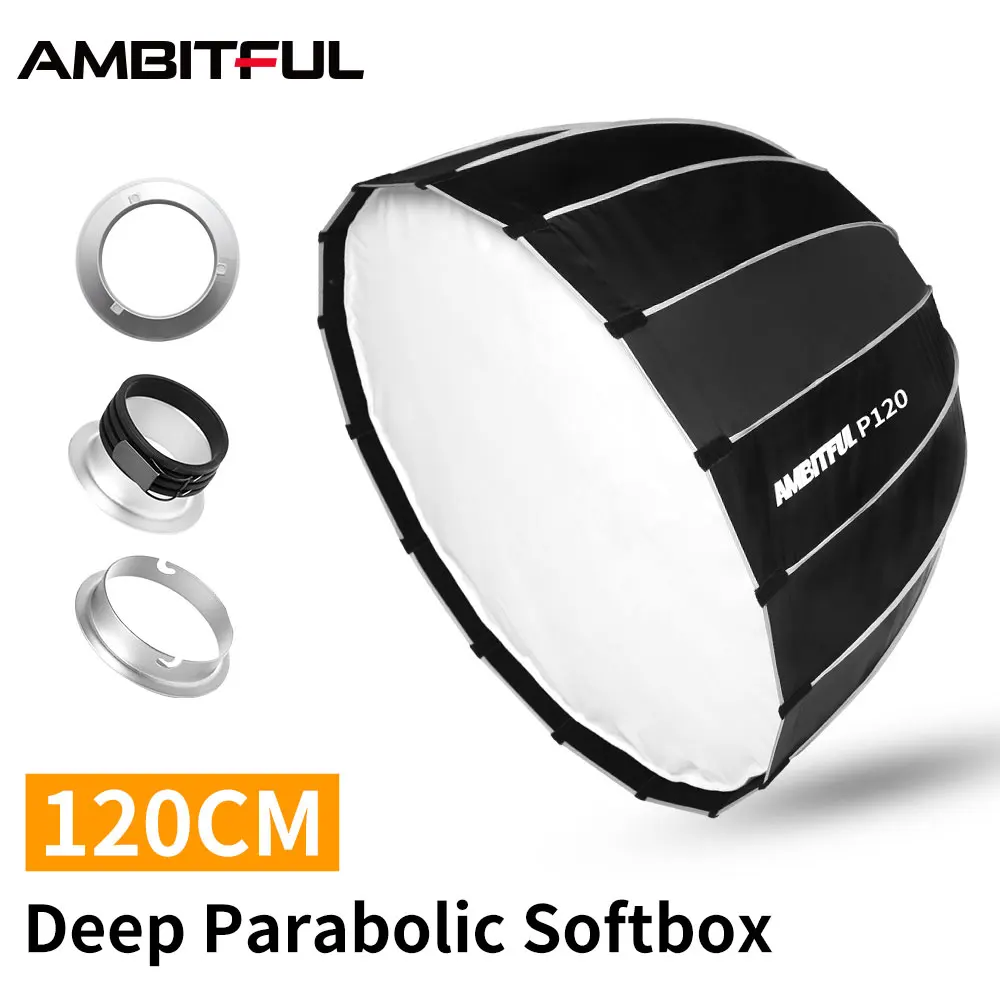 AMBITFUL P120 120 см 16 металлических стержней глубокой параболического софтбокса Bowens