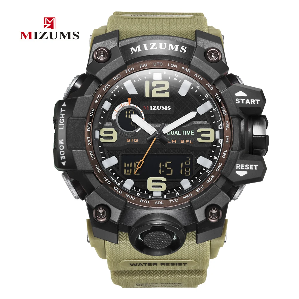 MIZUMS LED Digital Analog Sport Watch Men Chronograph Military Men's G Style Fashion Sports Watches Man Ourdoor Male Wristwatch |