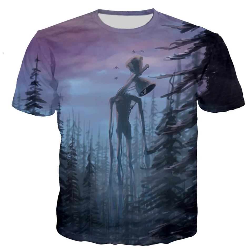 Camisetas con estampado 3D de cabeza de sirena para ni&ntilde;os y ni&ntilde;as, ropa de moda para ni&ntilde;os de 4 a 13 a&ntilde;os, juego de terror SCP, Anime, novedad de verano-2