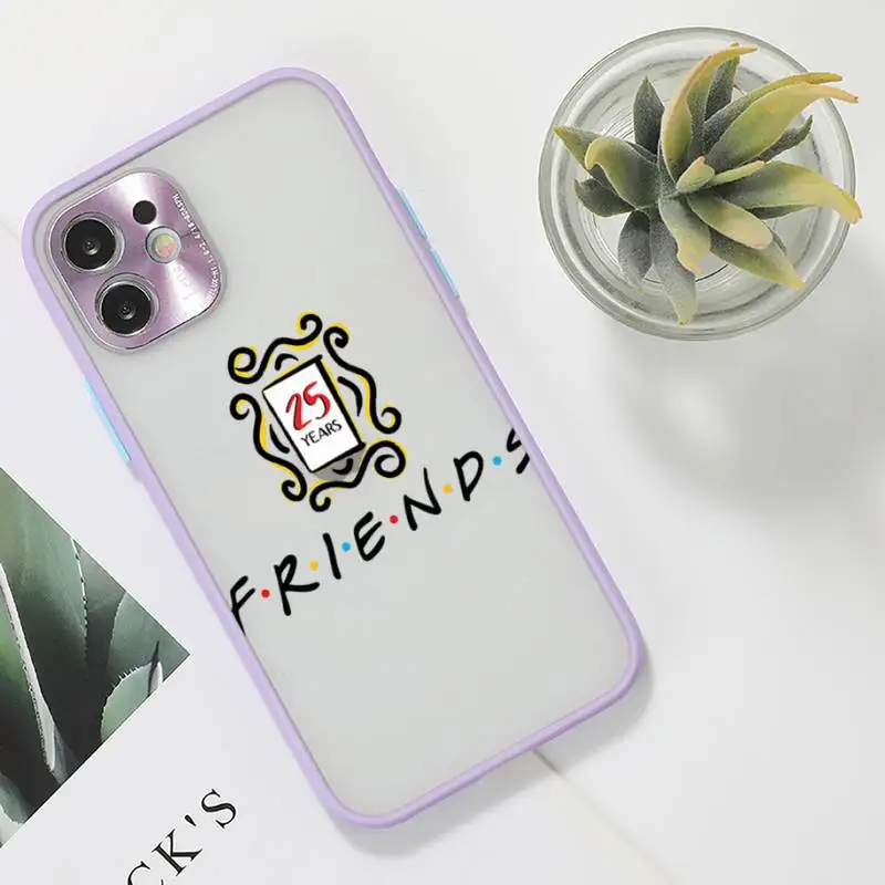 

friends TV Phone Case purple matte transparent For iPhone 7 8 x xs xr 11 12 pro plus max mini Clear Funda