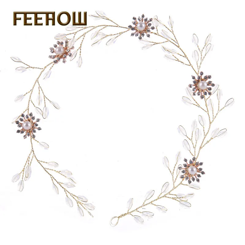 FEEHOW 2019 новая горячая Классическая Имитация жемчуга лист Стиль головной убор для