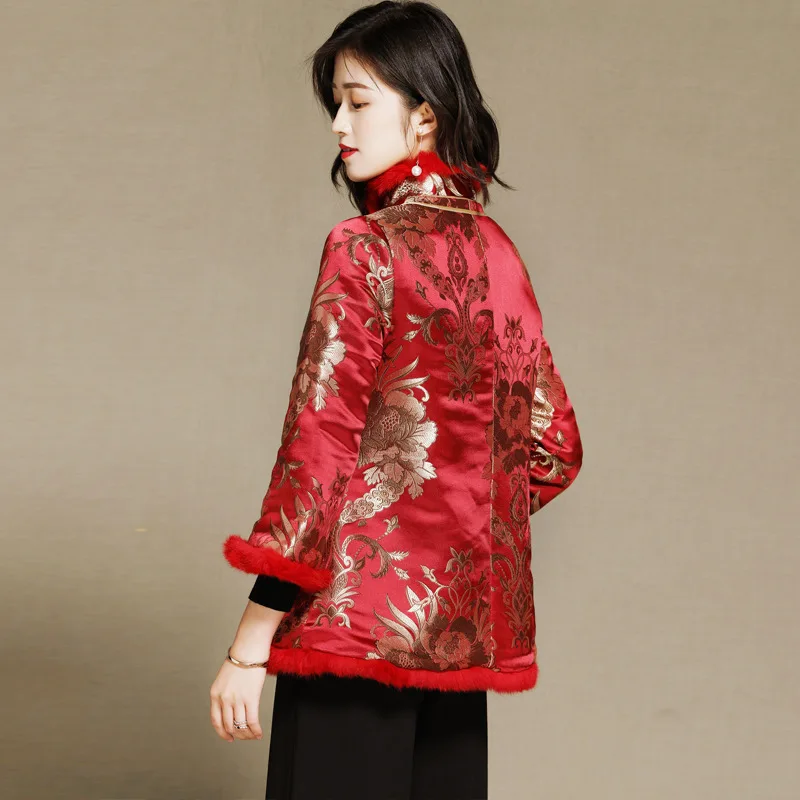 women tang suit Chinese red cheongsam tops vintage traditional embroidery top oriental festival clothing