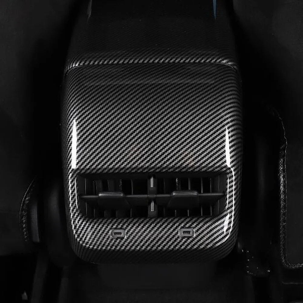 

For Tesla Model Y 2021 2022 Car Rear Armrest Box Air Conditioning Outlet Covers Trim Frame protection Stickers Accessories