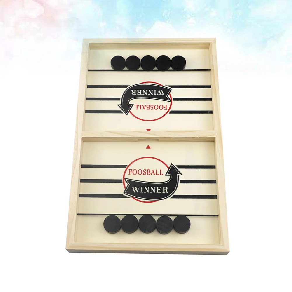 

1 Set Foosball Chess Wooden Portable Durable Board Game Tool Round Block Catapult Chess Plaything for Kids