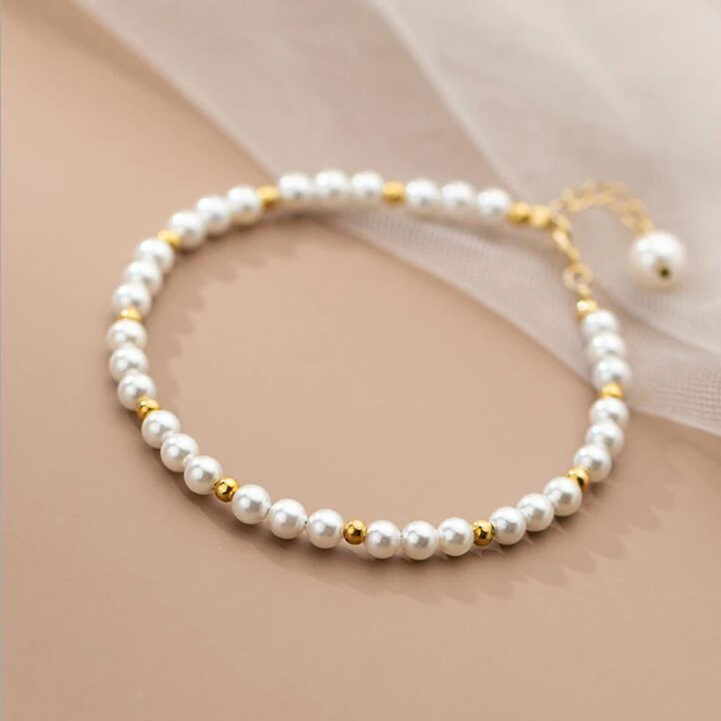 

Pearl Silver Bracelet 100% Real 925 Sterling Silver Bracelet Woman Style
