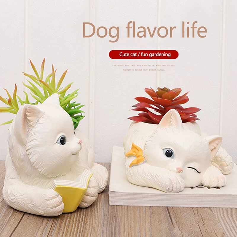 

YHA Cartoon Cat Animal Home Garden Succulent Flowerpot Fleshy Flower Decoration Planters