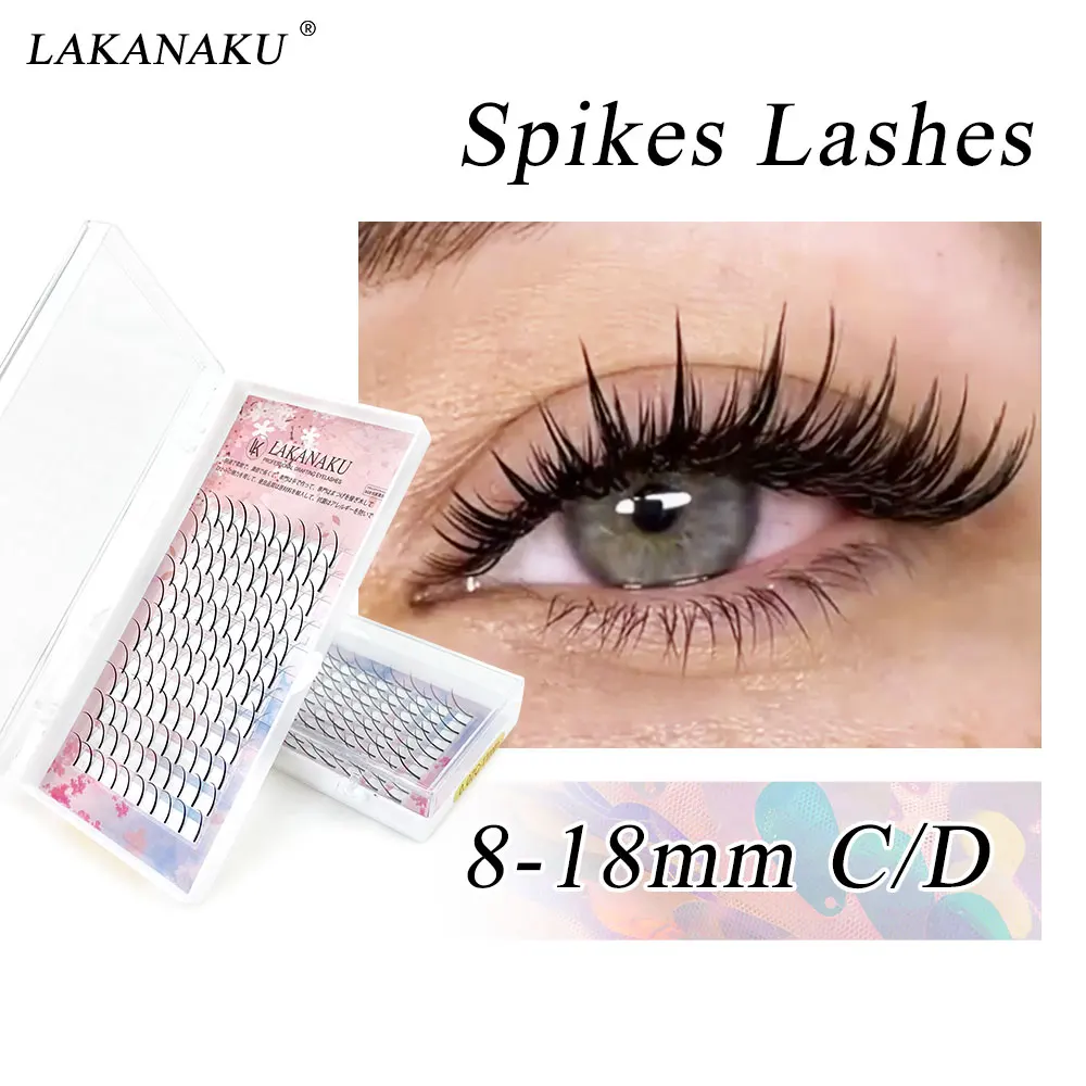 

LAKANAKU 120Fans Spikes Lashes Premade Volume Fan Eyelashes Extension 8-18mm Lashes Tray All Szie Eyelashes Mink Cilios