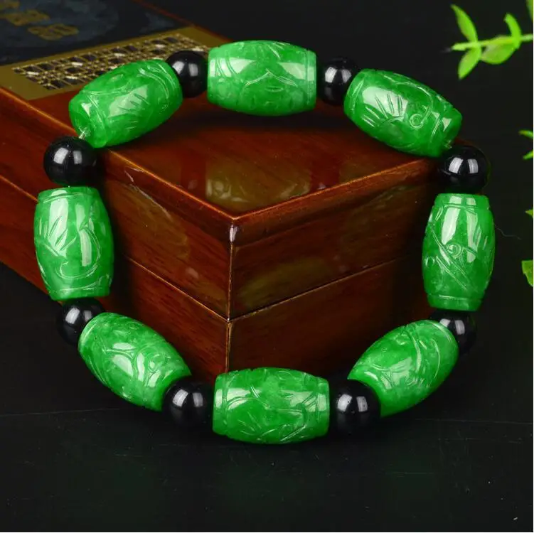 

Натуральный Изумрудный нефритовый браслет для мужчин и женщин, сертифицированный зеленый нефритовый камень, бусины, эластичные браслеты из бисера, мужской браслет, ювелирные изделия