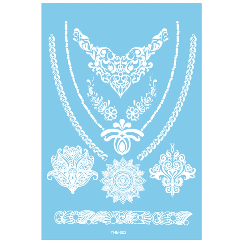 White Lace Temporary Tattoo Sticker Necklace Waterproof Women's Sexual Interest Dragonfly Small Arm Ring Swan Fake | Красота и