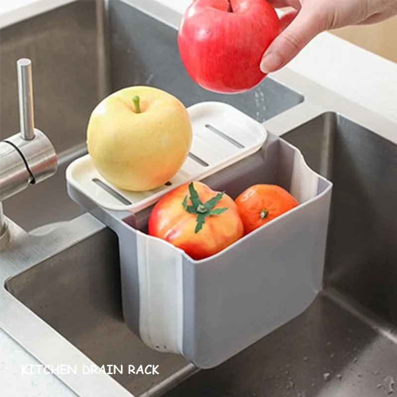 

Kitchen Drain Basket Kitchen Accessories Garbage Seepage Basket Sink Side Sponge Rack Foldable Drain Rack Filter Mesh Rack