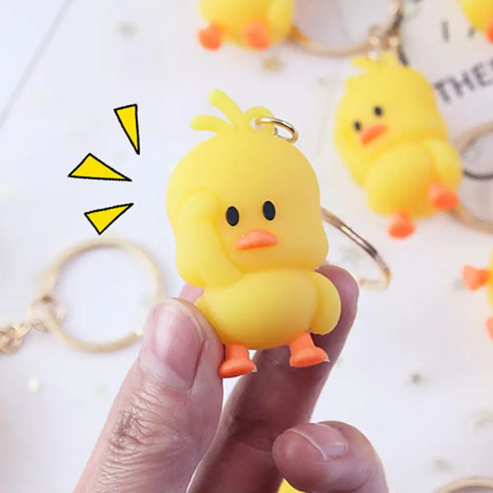 Новинка! 1 шт. маленькая милая желтая утка брелок для ключей танцевальный