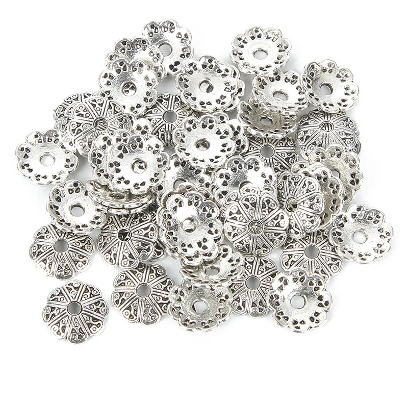 Восемь лепестков из цинкового сплава бусины-Концевики с отверстиями Цветочные