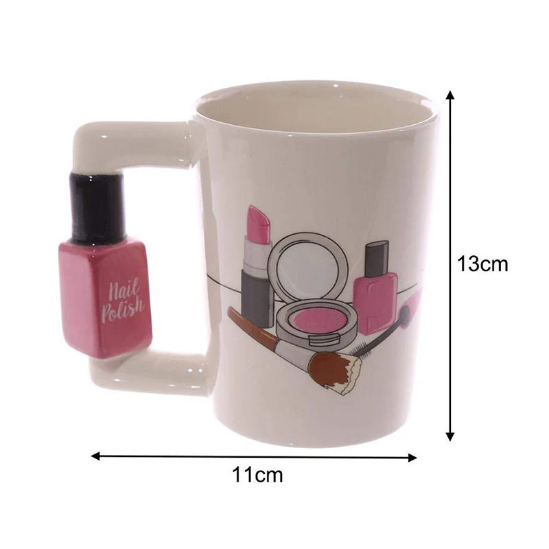 

Creative Ceramic Mugs Girl Tools Beauty Kit Specials Nail Polish Handle Tea Coffee Mug Cup Personalized Mugs for women Gift