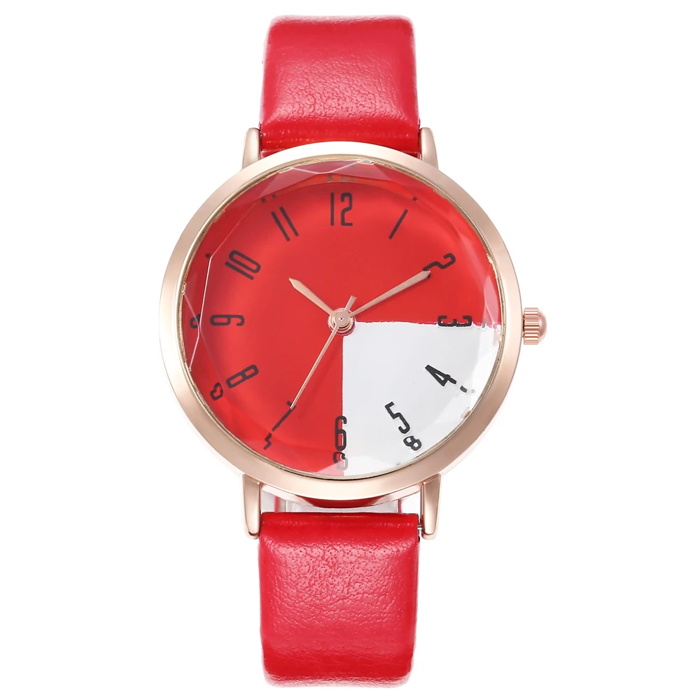Простые женские деловые часы с разноцветным циферблатом модные кварцевые