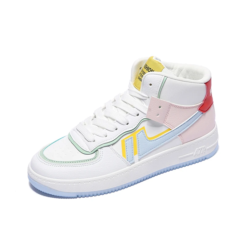 Женские кроссовки из искусственной кожи с высоким берцем на вулканизированной