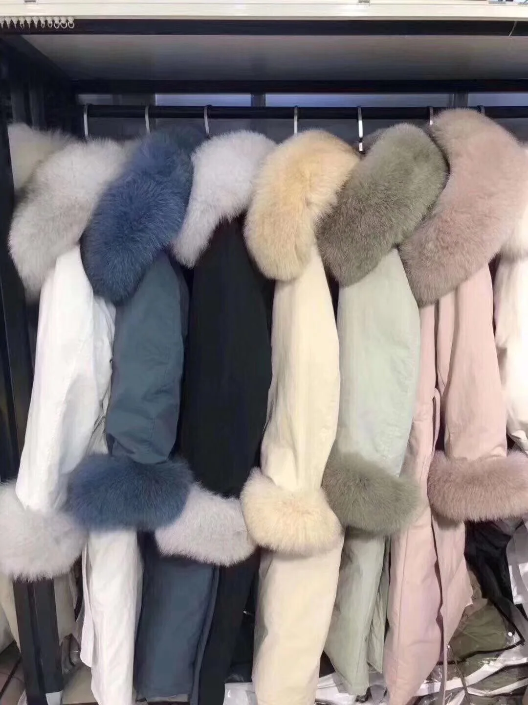 Корейская мода белый утиный пух куртка женская X long зима 2019 натуральный Лисий мех