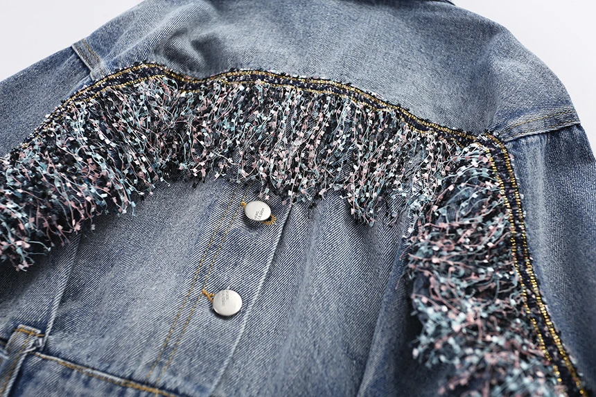 Girls Fashion Tassel Denim Jacket With Big Pockets Spring Autumn Kids Wholesale Lots Bulk Clothes Toddler Girl Cotton Jeans Coat | Детская