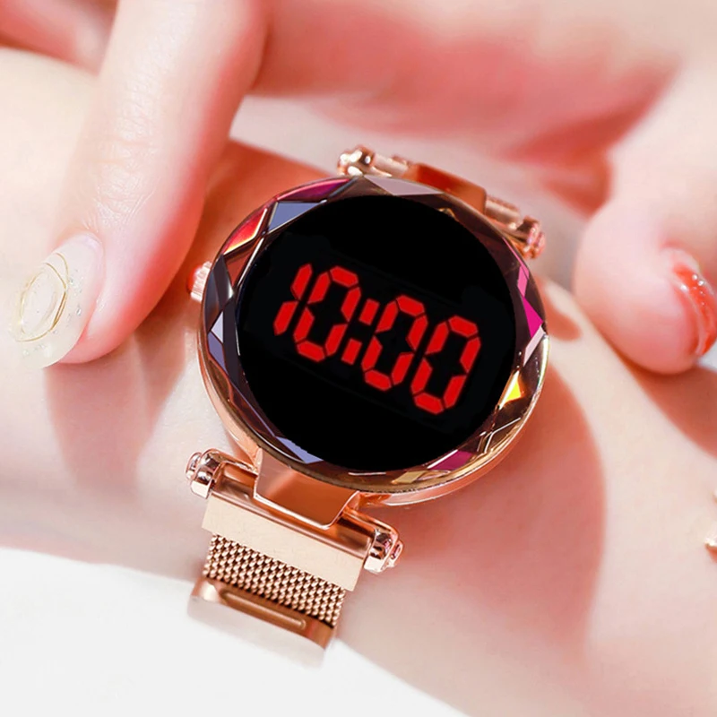 Hot Sale Women Digital Watch Fashion Touch LED Magnetic Ladies Watches Female Wristwatch Electronic Wrist Clock | Наручные часы