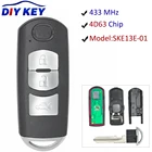 Умный дистанционный ключ DIYKEY с 3 кнопками, FOB FSK 433 МГц 4D63 чип для Mazda 3 6 2014 2015 2016 Модель: искусственная кожа