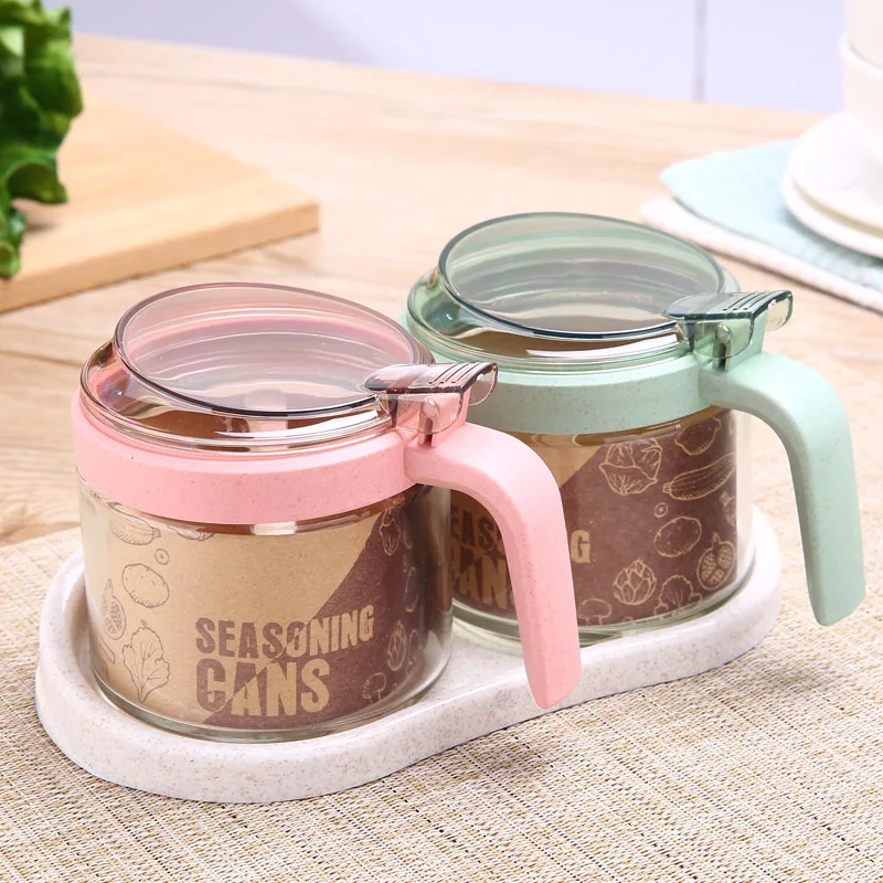 Креативная пшеничная соломенная стеклянная коробка приправа Бутылка Контейнер