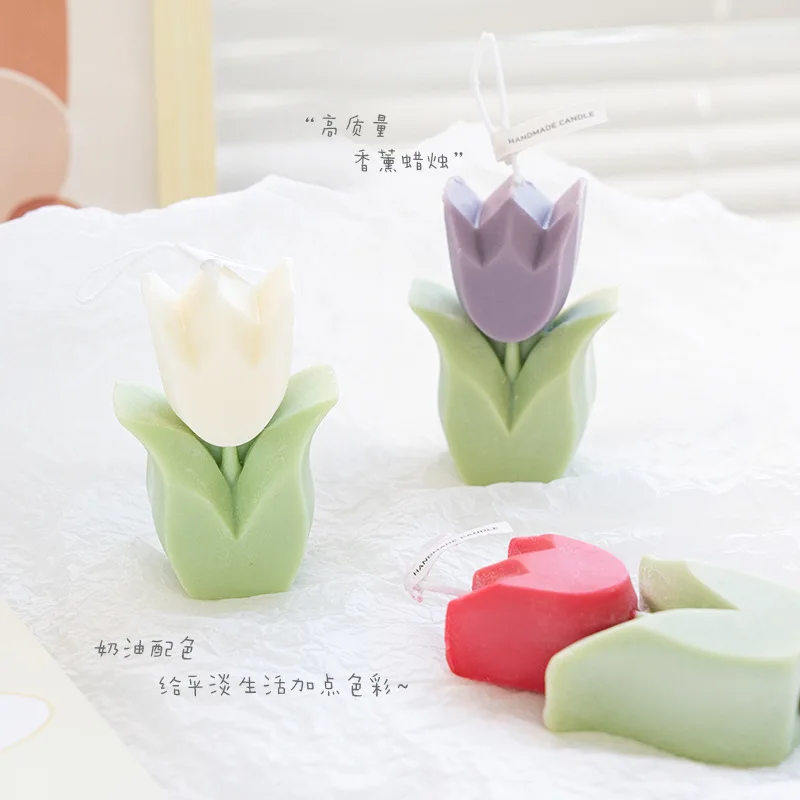 Artificial Flower-Shaped Candles Tulip Scented Romantic Nordic Style Bedroom Decorations Souvenir Wedding New Year Gifts | Дом и сад