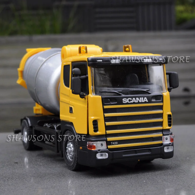 1:43 литая под давлением игрушка, модель автомобиля Scania T420 оттяните назад бетономешалка грузовик Реплика w/звук и свет