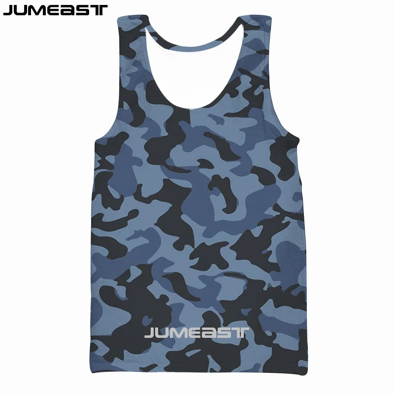 Jumeast Men Women 3D Printed Vest Camouflage Streetwear Harajuku Oversized Short Sleeve Sport Pullover Summer Tank Tops Tees | Мужская