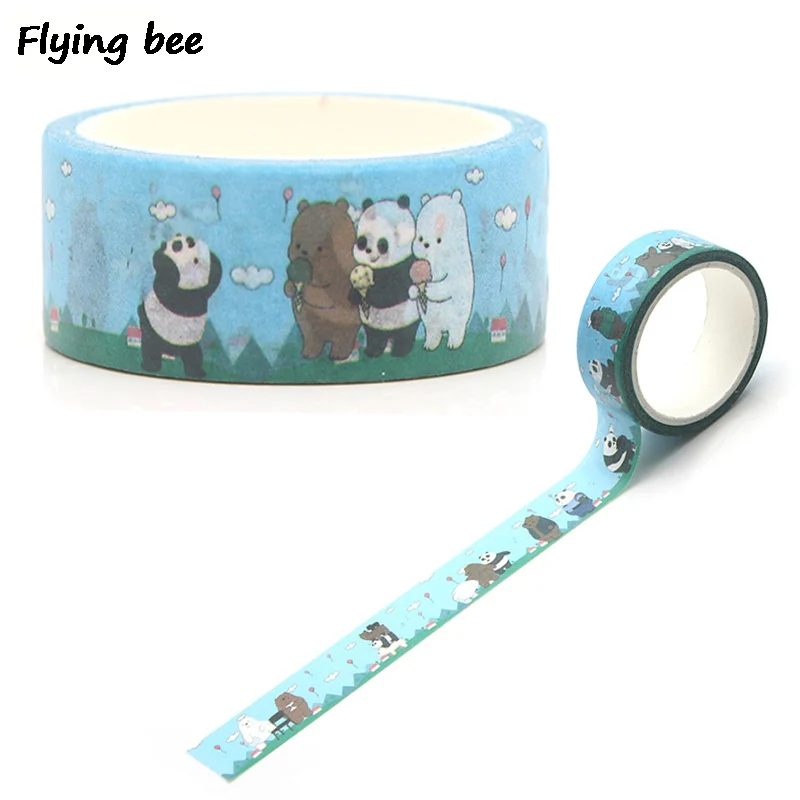 Flyingbee 15 мм X 5 м Мы Голые Медведи васи лента бумага DIY декоративная клейкая лента канцелярские товары симпатичная Маскировка Ленточные принадлежности X0295