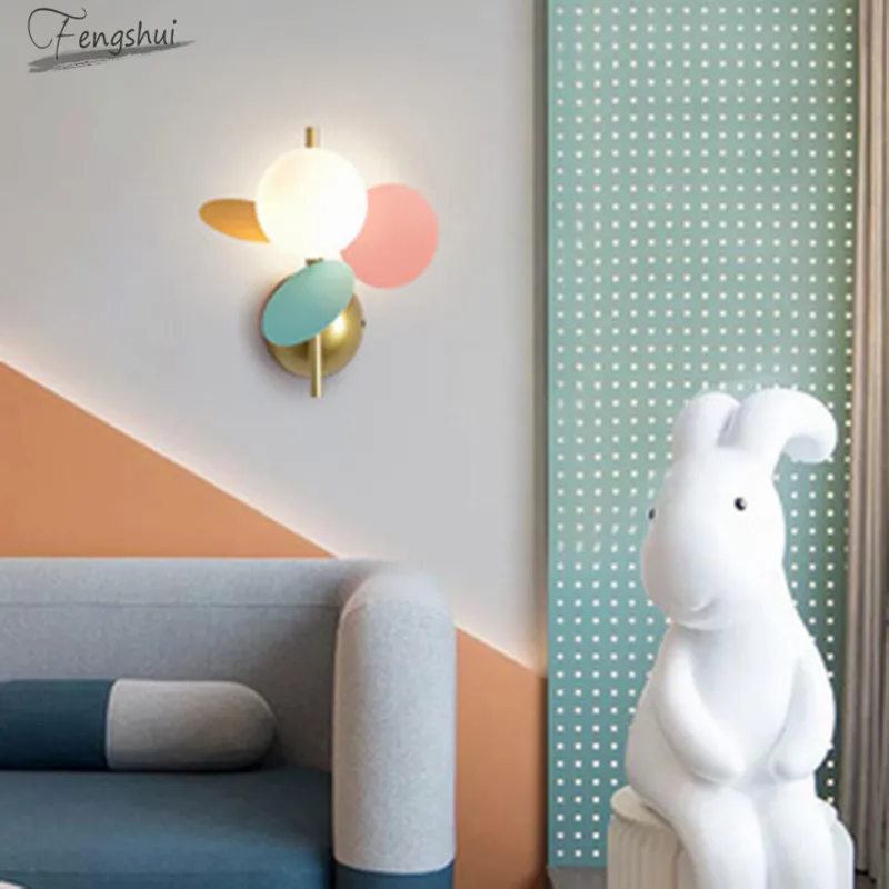 Современный Креативный настенный светильник для детской комнаты с цветочным