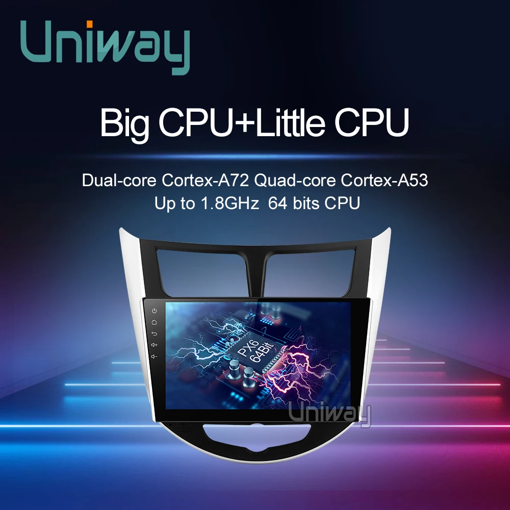 Автомобильный dvd-плеер Uniway PX6 DSP 4G 2 din android 9 0 для hyundai solaris accent verna 2011 2013 2014 2015