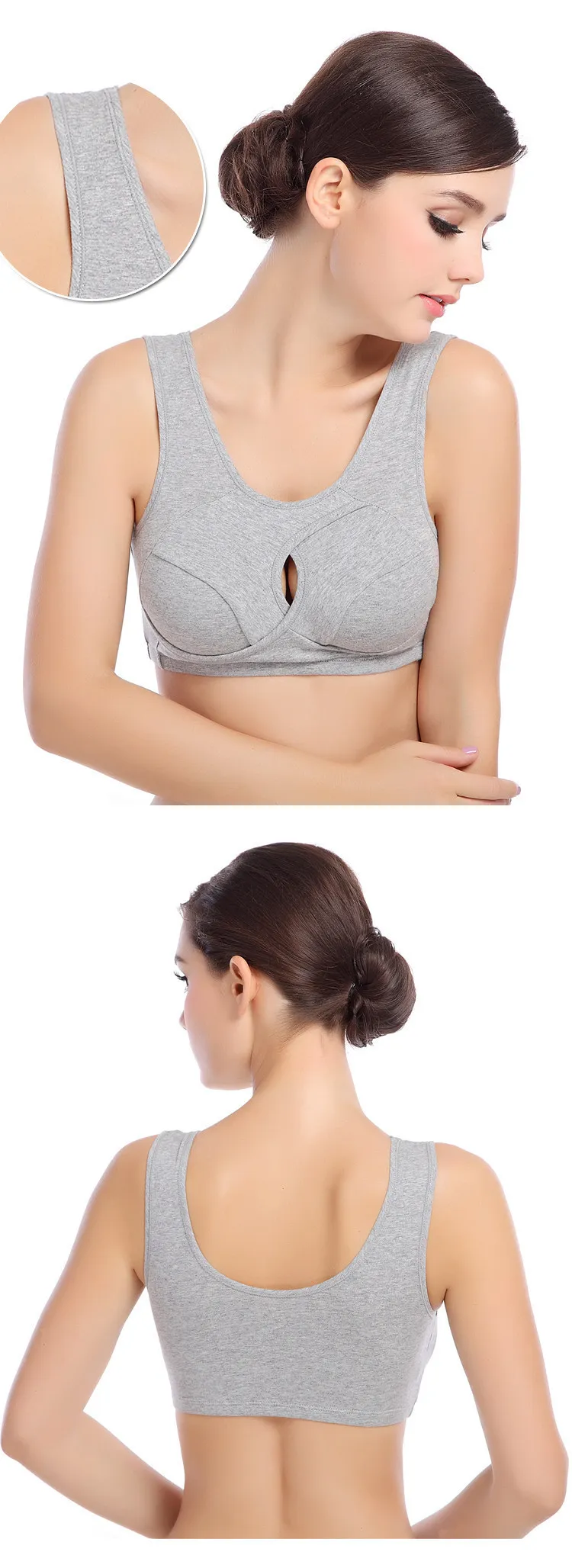 Pure Cotton Non-Steel Ring Gathering Bra Anti-Expanding Anti Sagging Adjustable Sleep Wrap-around WOMEN'S Underwear Bra