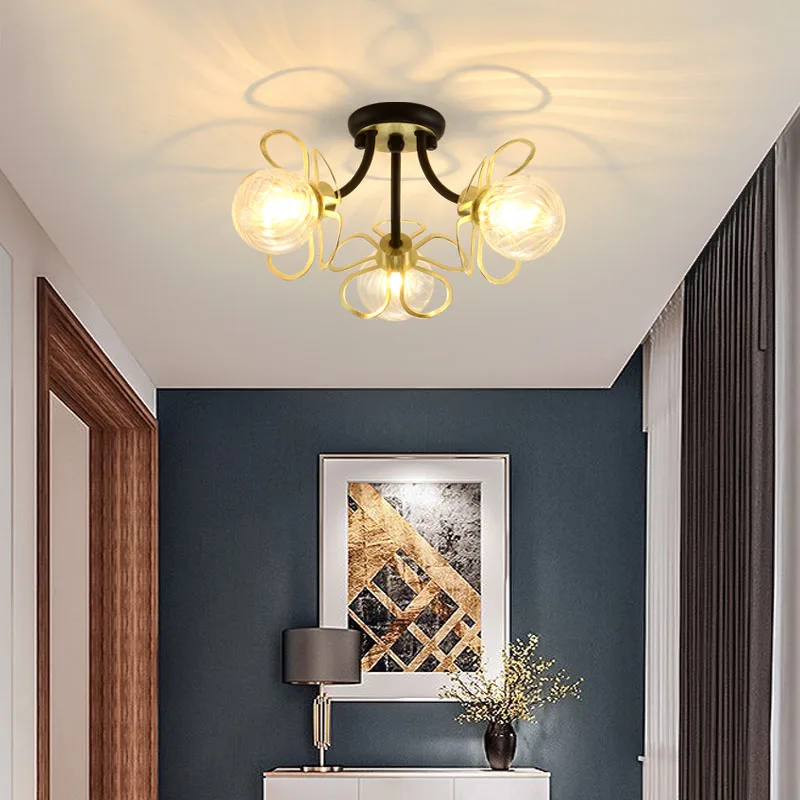 

Современный минималистичный потолочный светильник в скандинавском стиле, креативные стеклянные цветочные светодиодные лампы для коридор...