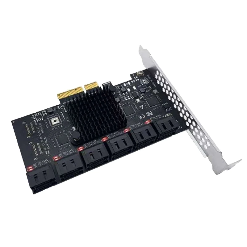 

12-Port SATA Expansion Card PCI-E 4X to SATA3.0 6G Hard Drive Expansion Card for Desktop PC Mining with Indicator Light