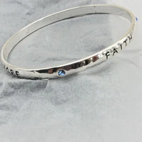 ins vintage faith hope letters hammered minimalism bangle bracelets women party hiphop rock bohemia blue stone jewelry