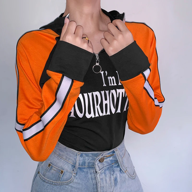 Женский комбинезон в стиле пэчворк Корейском с капюшоном боди на молнии