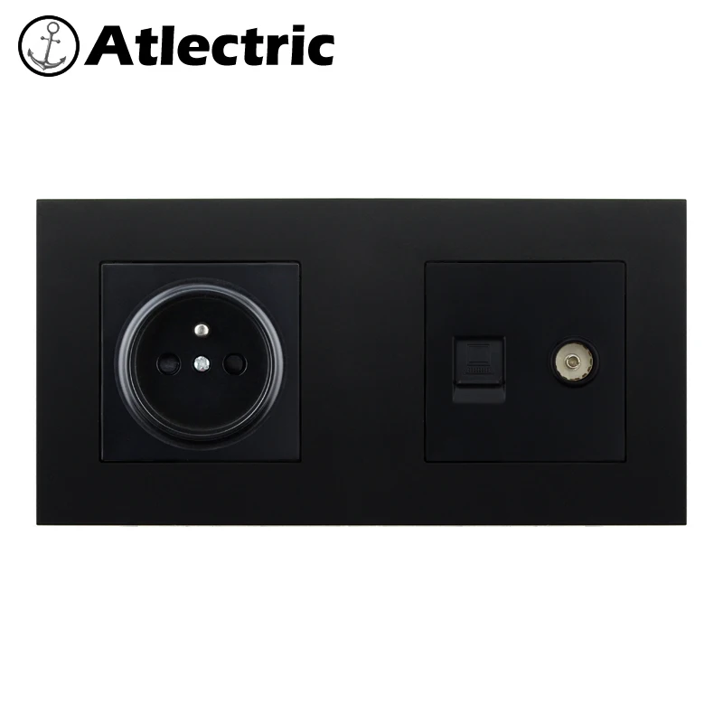 Atlectric FR Стандартный разъем пластиковый блок розеток RJ45 розетка компьютерный порт данных розетка двойной RJ45 с тв двойной выход розетки