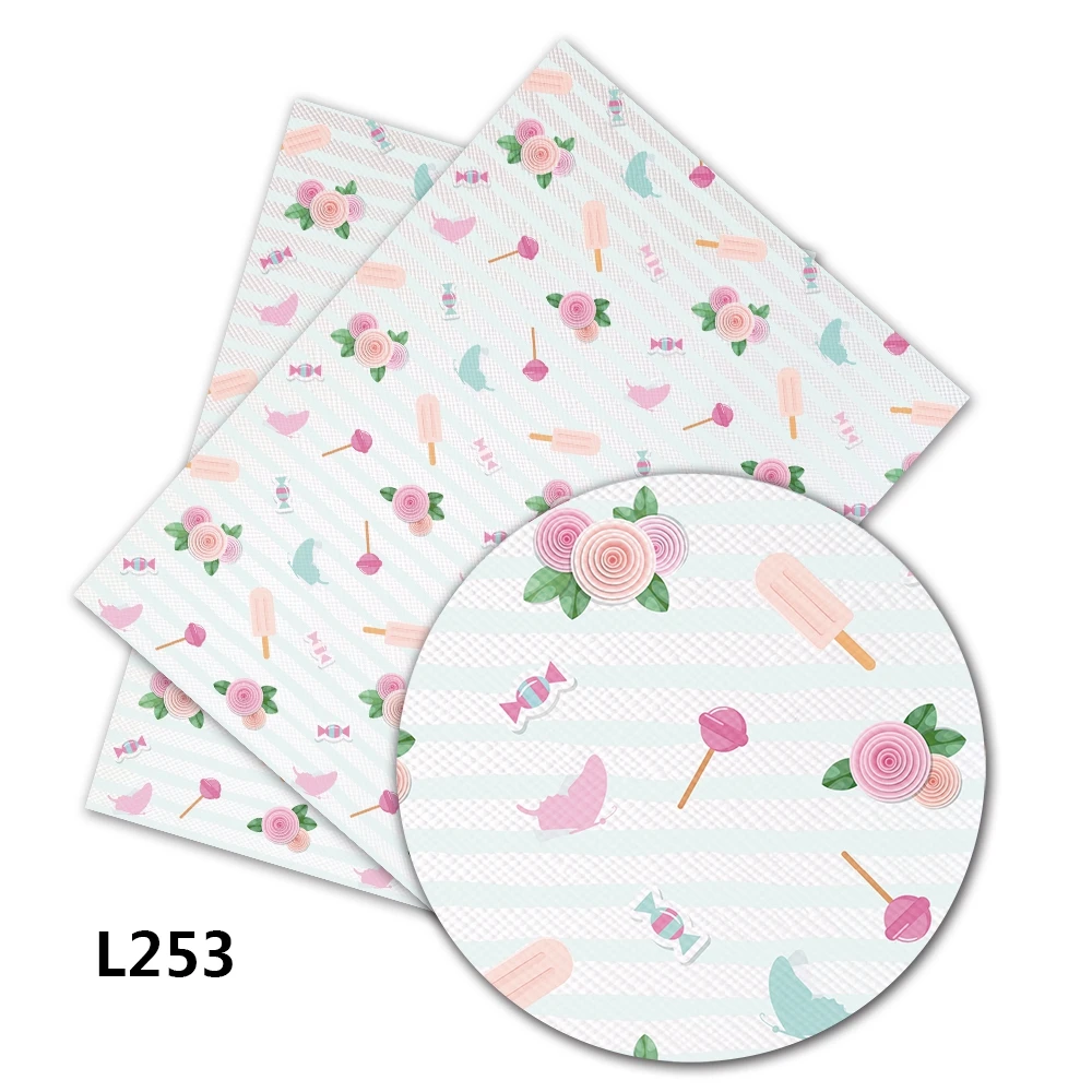 L253 Diy аксессуары 30*136 см Рождественский Санта Клаус напечатанный искусственная Синтетическая кожа листы для банта, DIY материалы ручной работы L251 - Цвет: L253