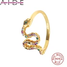 AIDE циркониевое кольцо шик и 925 стерлингового серебра для Для женщин кольца, со змеиным узором, золотистого цвета, Anillos ювелирные украшения Обручальное кольцо Bague Bijoux (украшения своими руками) для подарков