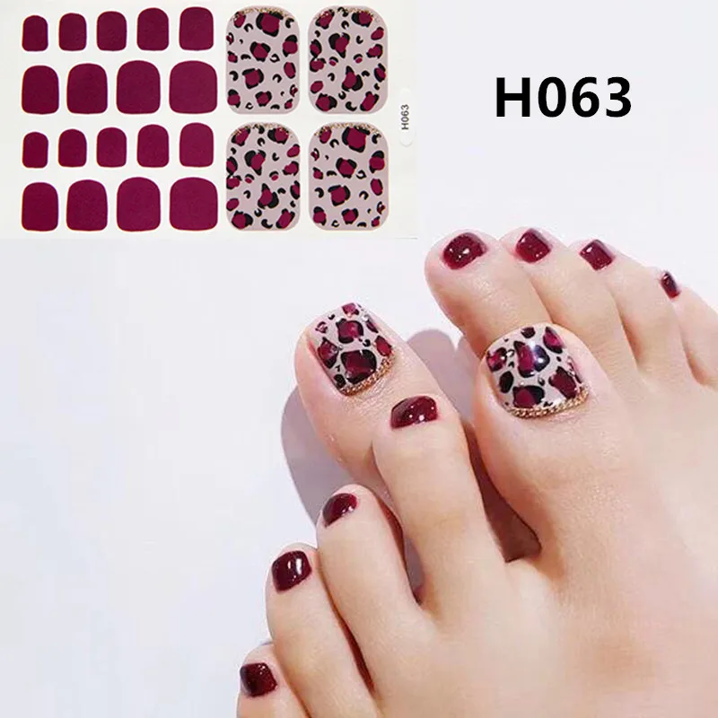 H063 22 типса/Лист наклейки для ногтей DIY наклейки-лак Блестящий плед Типсы Маникюр ногтей Обертывания дизайн полный носок Декор - Цвет: H063