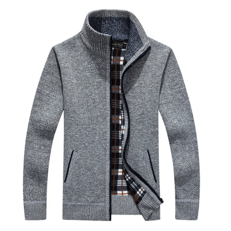 Winter Mens Fleece Sweate male sweater coat Autumn Warm Cashmere Slim Fat Wool Zipper Casual Sweater Men Knitted Coat | Мужская одежда