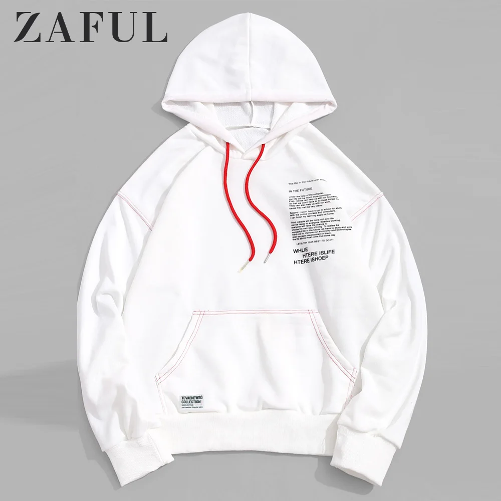 ZAFUL мужская толстовка с капюшоном буквенным принтом графический пуловер кенгуру