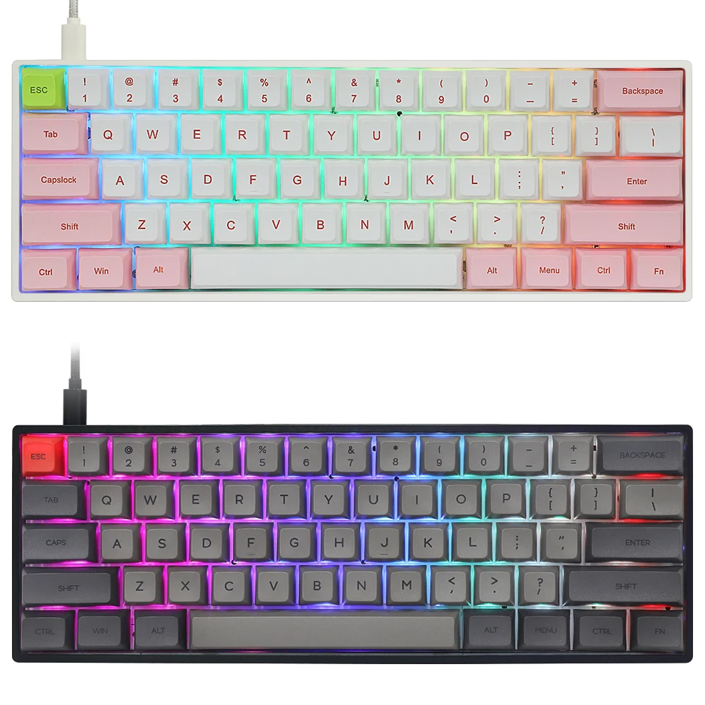Механическая клавиатура gk61x gk61 60% rgb переключатель светодиодная Горячая замена