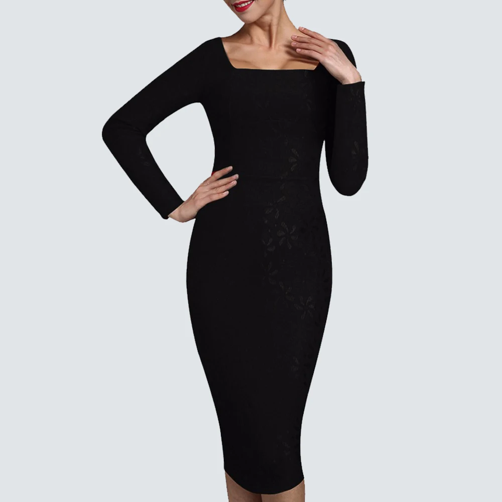 Женский сексуальный длинный рукав оболочка Тонкий облегающий силуэт вечерние