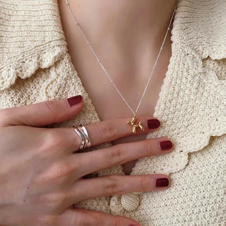 Poodle Balloon Dog Animal Charm Necklace Puppy Pendant for Women Girls Gift Jewelry | Украшения и аксессуары