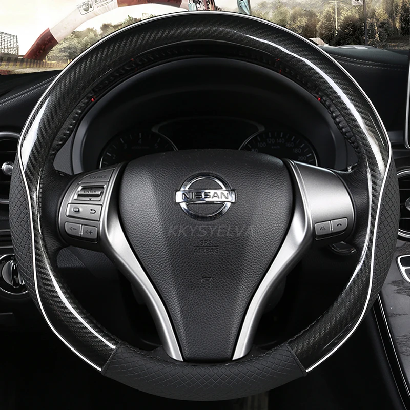 

Чехол на руль 38 см кожаный для Nissan Qashqai Juke Primera Versa Almera Terrano Kicks March Murano 350z Terrano NV200