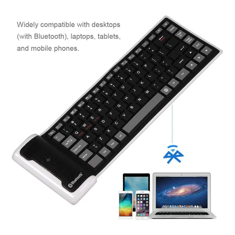Bkscy Складная Bluetooth беспроводная клавиатура 87 клавиш мини Бесшумная