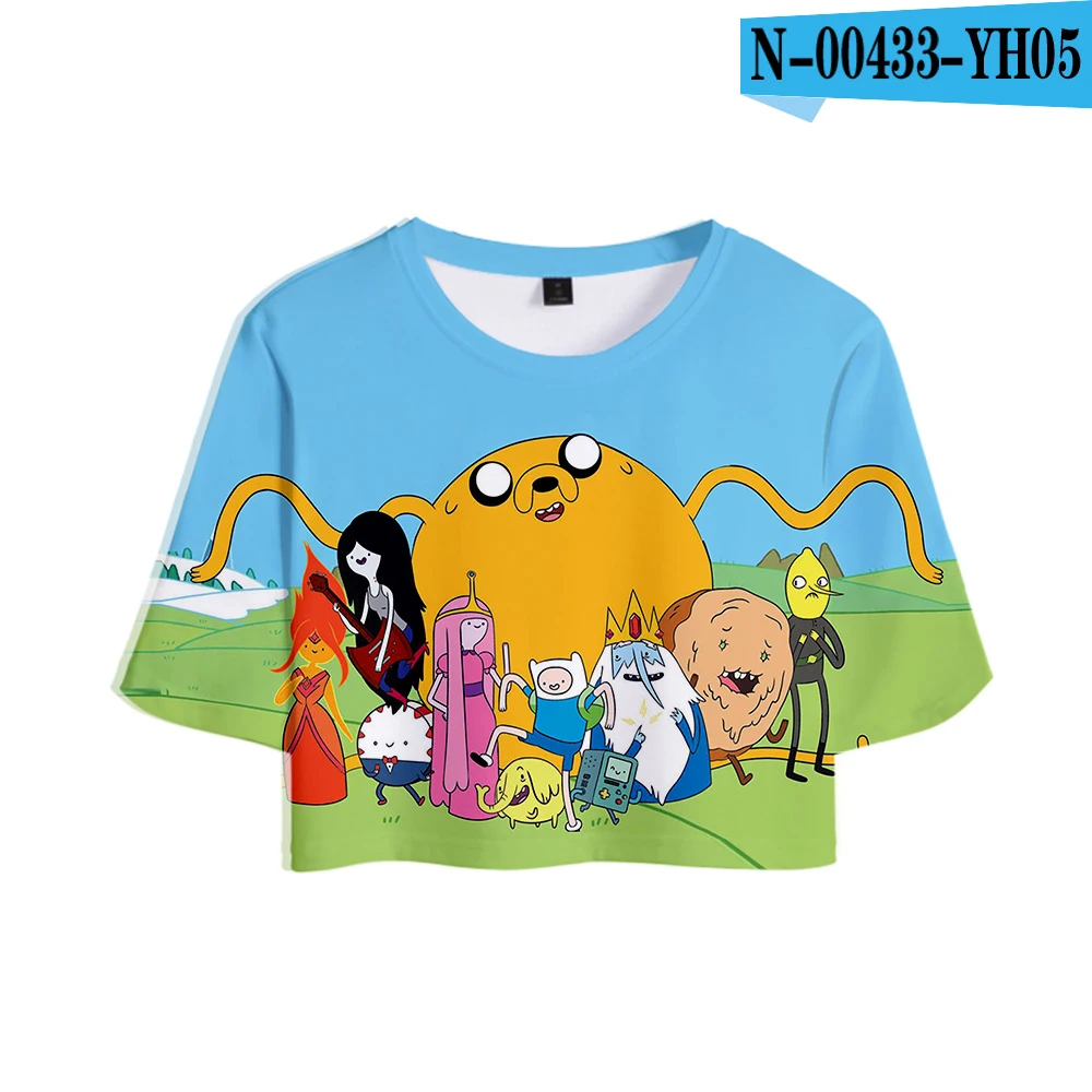picture color Adventure Time Print Midriff-baring футболка сексуальная женская модная популярная Повседневная футболка Harajuku короткий рукав горячая распродажа - Цвет: picture color