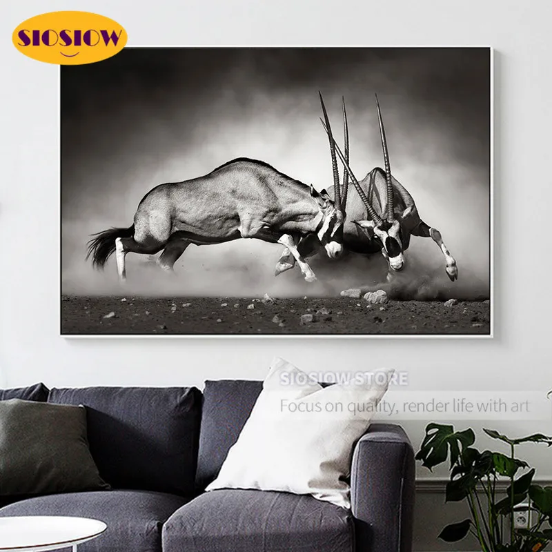 Black And White 5d Diy Diamond Painting Animals Antelope Gazelle Full Square Drill Daimond Mosaic Embroidery Decor Home Nordic | Дом и сад