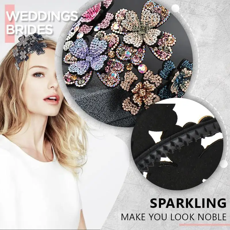 Повязка на голову с кристаллами и цветами модный головной убор из бисера