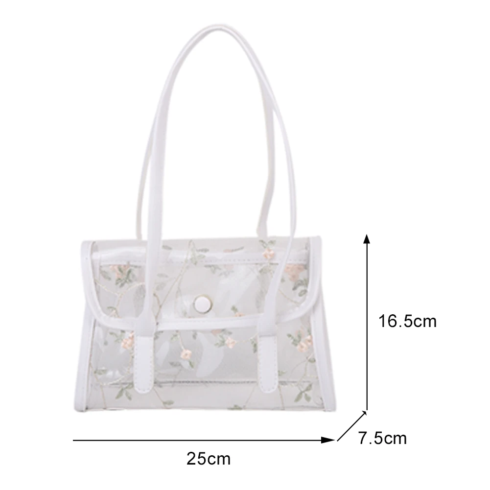 

Creative Design Fashion Transparent Handbag Classic Texture Lace Floral Print Clutch Wild Shoulder Bag for Women Girls Totes